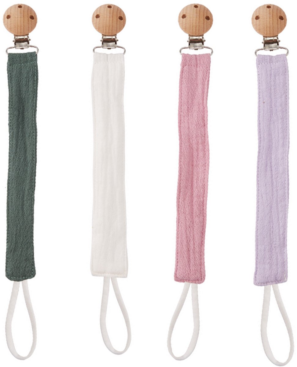 4 Stuks Speenkoord - Spenenketting - Speenlint - Fopspeenkoord - Accessoires Baby - Baby - Speenkoord Katoen - Kinderwagen - Kleding - Veilig - Fopspeenhouder - Pakket Fopspeenkettingen Van Stof