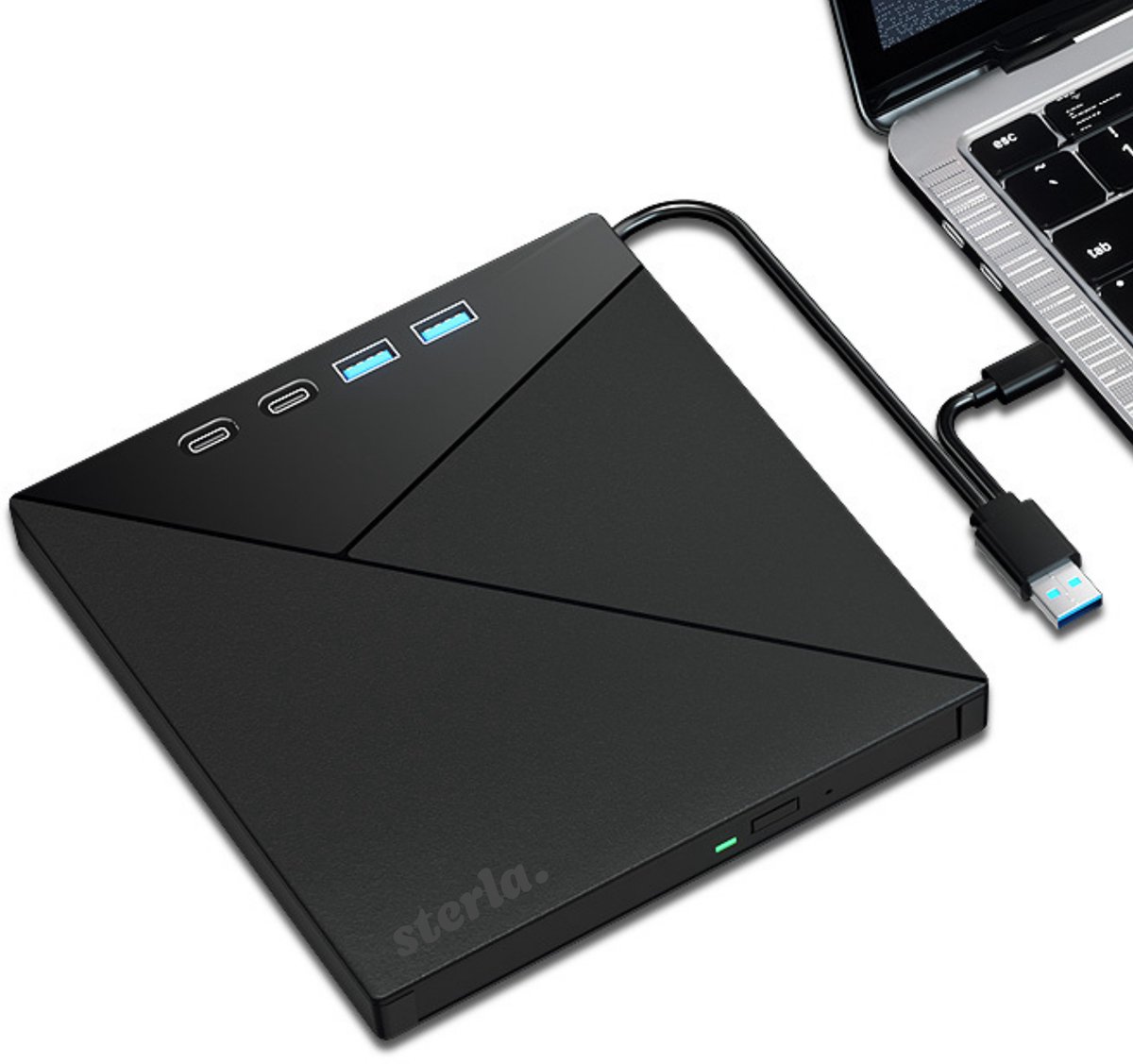5in1 Externe CD DVD Speler en Brander – Compact, Plug & Play, USB-C & USB 3.0 – Geschikt voor Windows - Mac - Linux - Hoge Snelheid