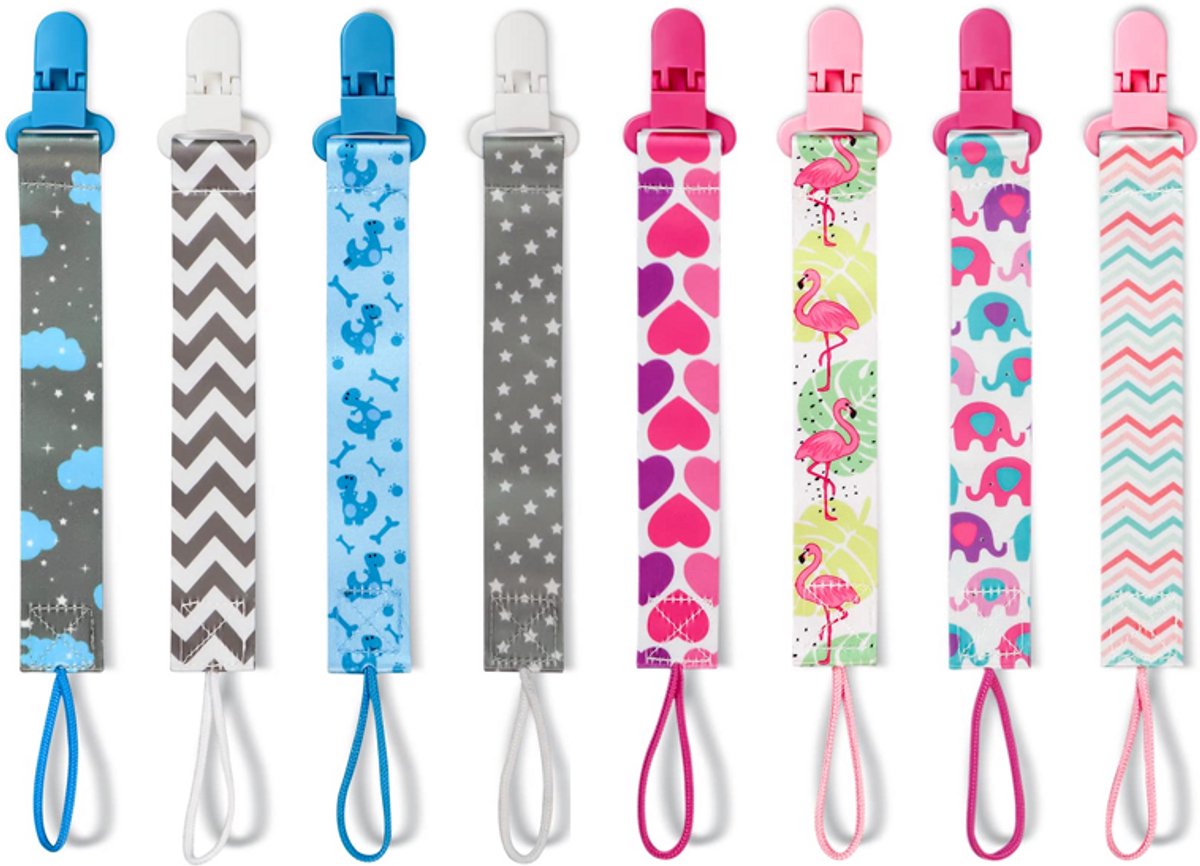 8 Stuks Speenkoord - Spenenketting - Speenlint - Fopspeenkoord - Accessoires Baby - Baby - Kinderwagen - Kleding - Veilig - Fopspeenhouder - Geschikt Voor Diverse Fopspenen En Bijtspeeltjes