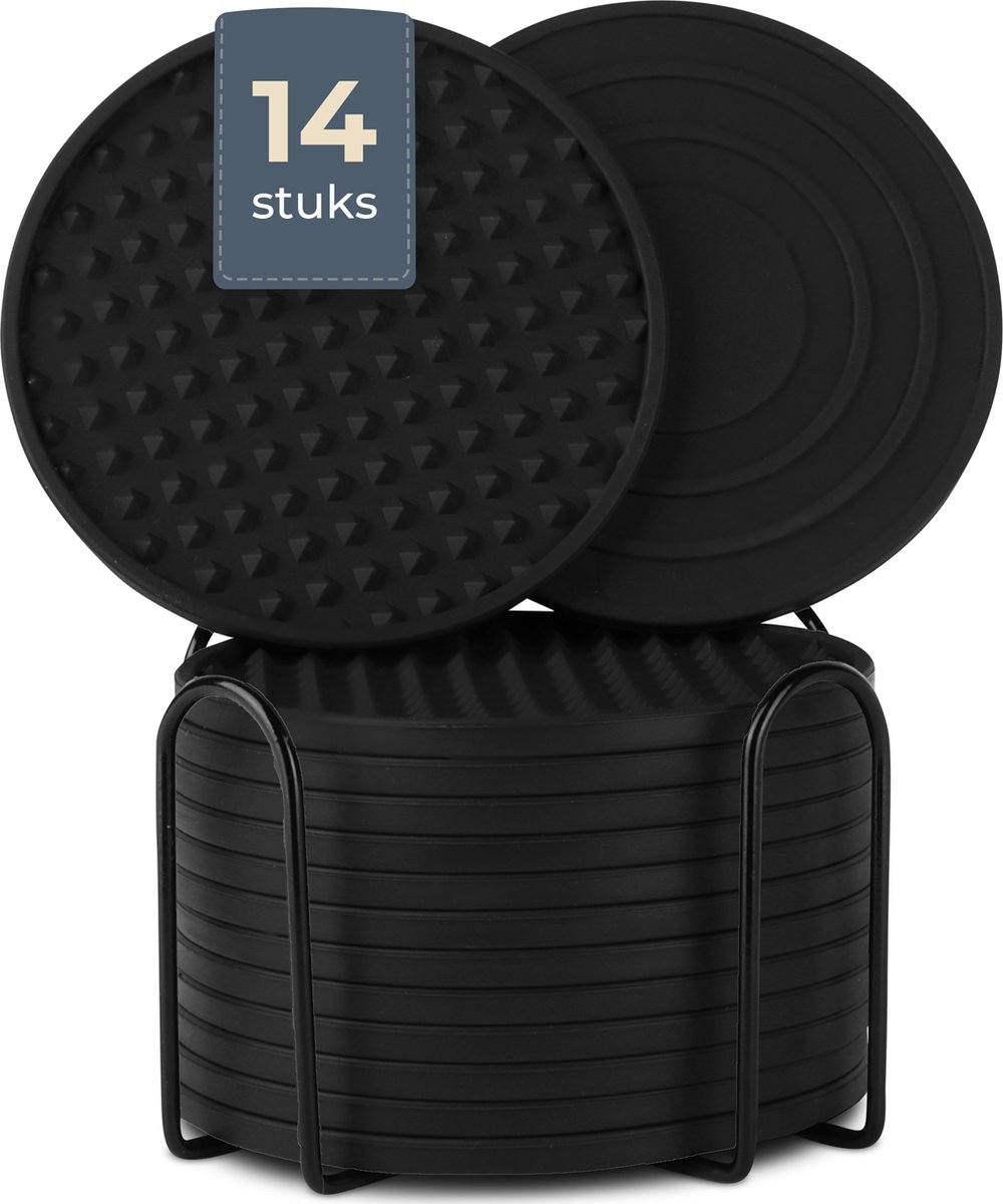 Castagnola Siliconen Onderzetters (set 14 + houder)