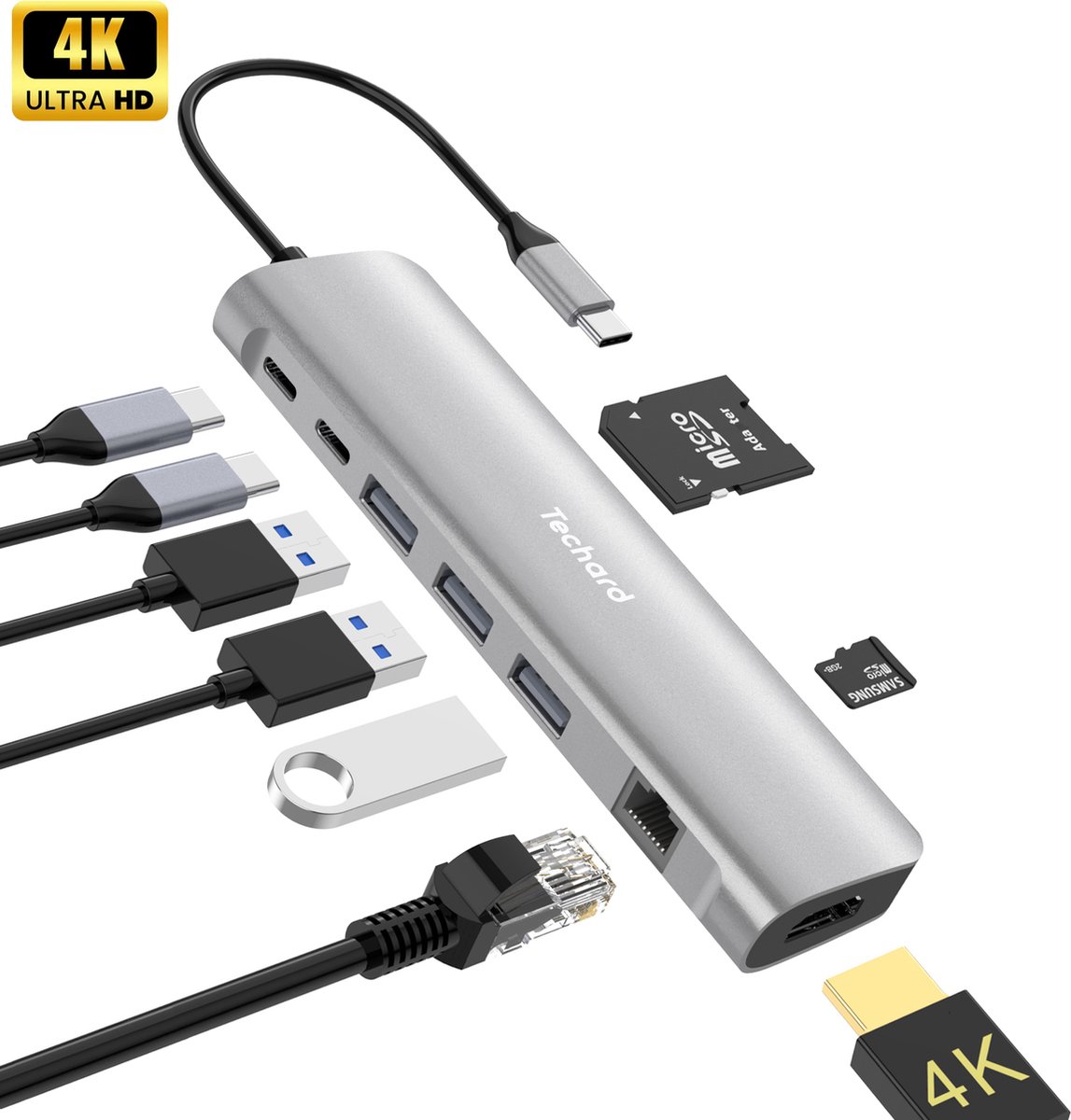 Techard USB-C Hub 9-in-1 Docking Station