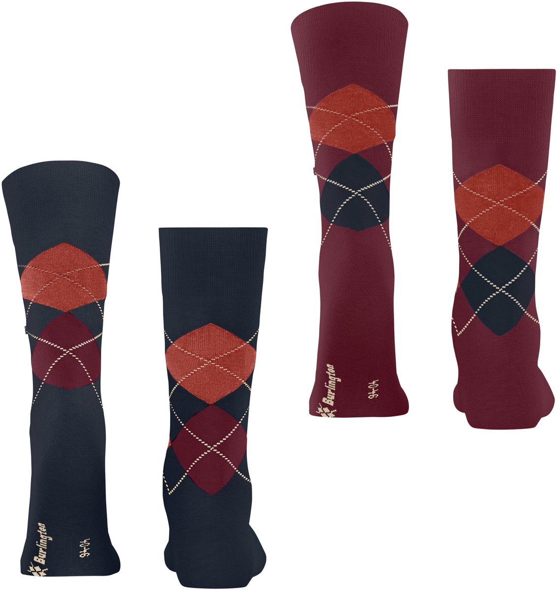 Burlington Everyday Argyle 2-Pack gedessineerd katoen sokken heren blauw - maat 40-46