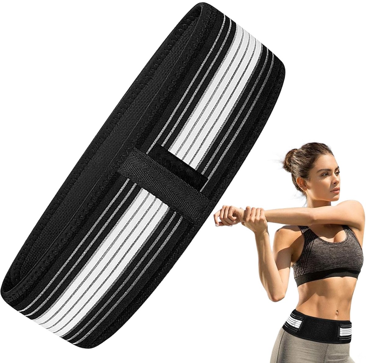 Ischiaszenuwsteunband met klittenbandsluiting, unisex, biedt ondersteuning aan de onderrug en het bekken, geschikt voor vrouwen na de bevalling, mensen met rugklachten of mensen die langdurig zitten. 110 cm.