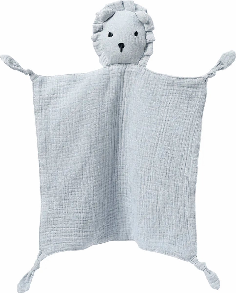 Knuffeldoekje Leeuw - Grijsblauw - Katoen - Hydrofiel - Baby - Speendoekje - Tutdoekje