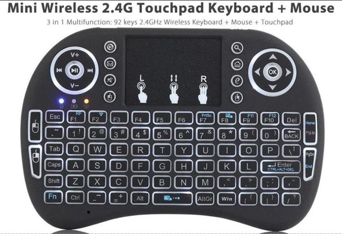 Mini Wireless Keyboard, draadloos toetsenbord, type; Rii i8