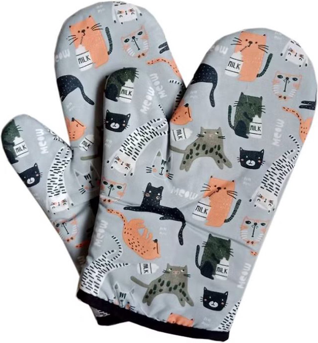 Ovenwanten/ovenhandschoenen keukentextiel - Keukenhandschoenen kat patroon warmte-isolatie gezond