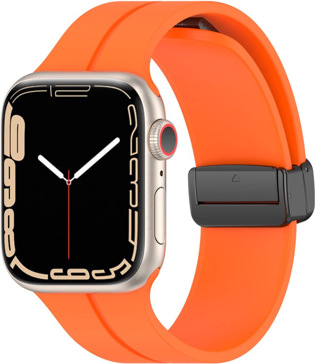 Siliconen bandje - geschikt voor Apple Watch 44/45/46/49 mm (Series 12/11/10/9/8/7/6/5/4, Ultra 4/3/2 & SE 3/2/1) - oranje