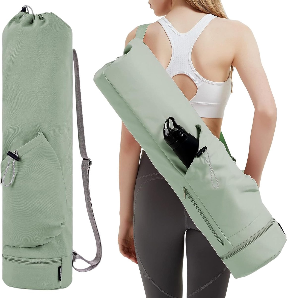 Yogamat Tas Drager - Schoudertas - Sportpad-rugzak - Yogamattas - Yogamatdrager - Yogamattas met waterfleszak en natte zak aan de onderkant, sportyogamat draagt ​​multifunctionele opbergtas -1 Stuks groente 78x19cm