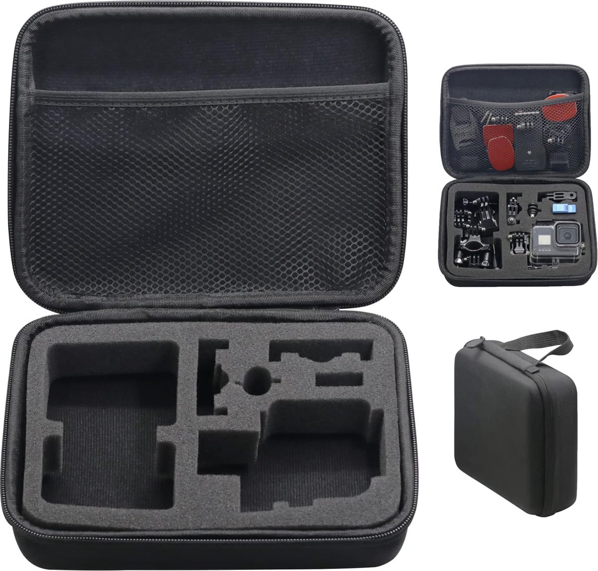 YONO Tas Medium geschikt voor GoPro 13 12 11 10 - Opbergtas - Case - Hoes - Accessoires - Zwart